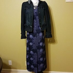 Long purple/blue flower rayon dress
